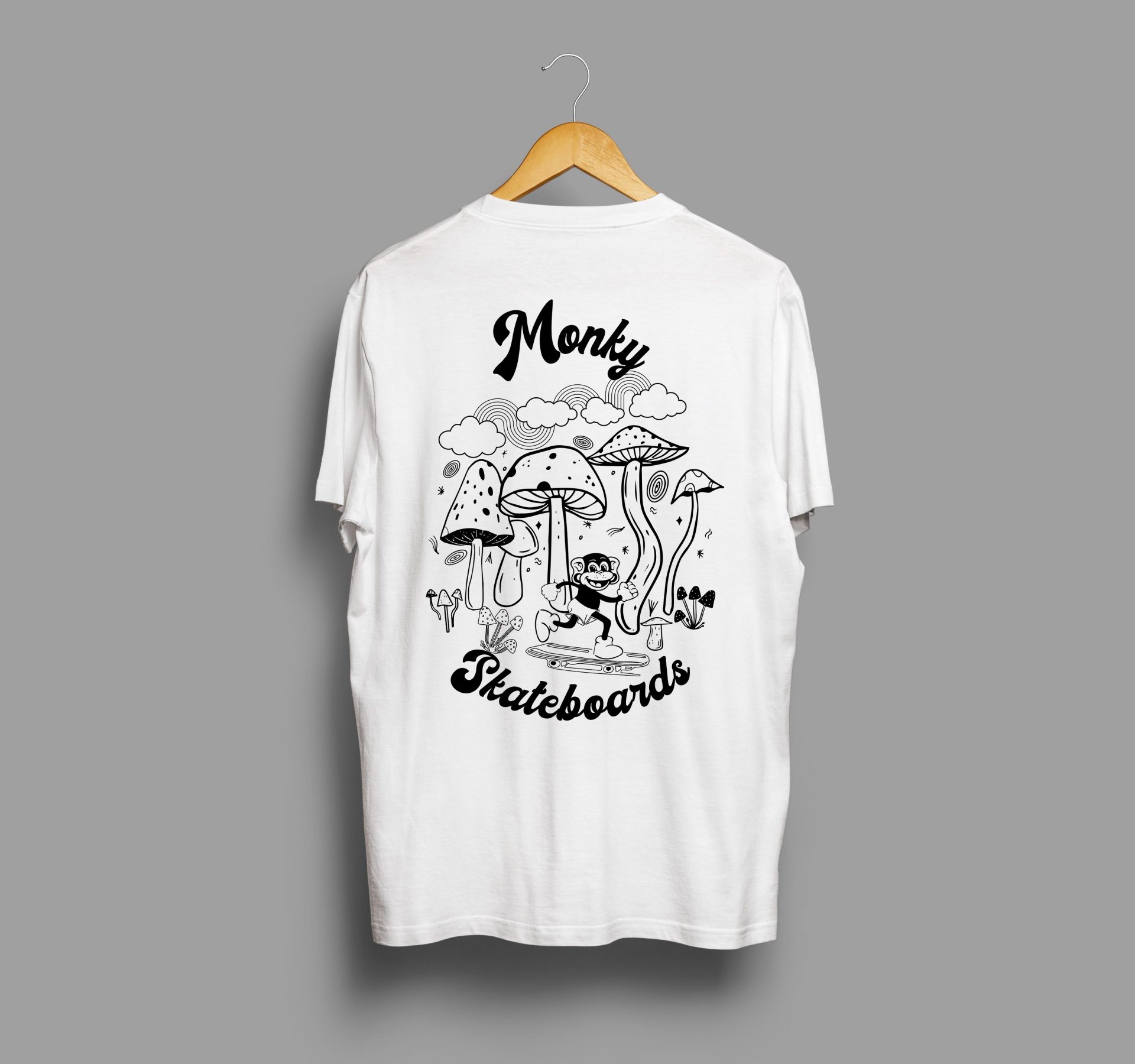 camiseta mushroom trasera monky skateboards